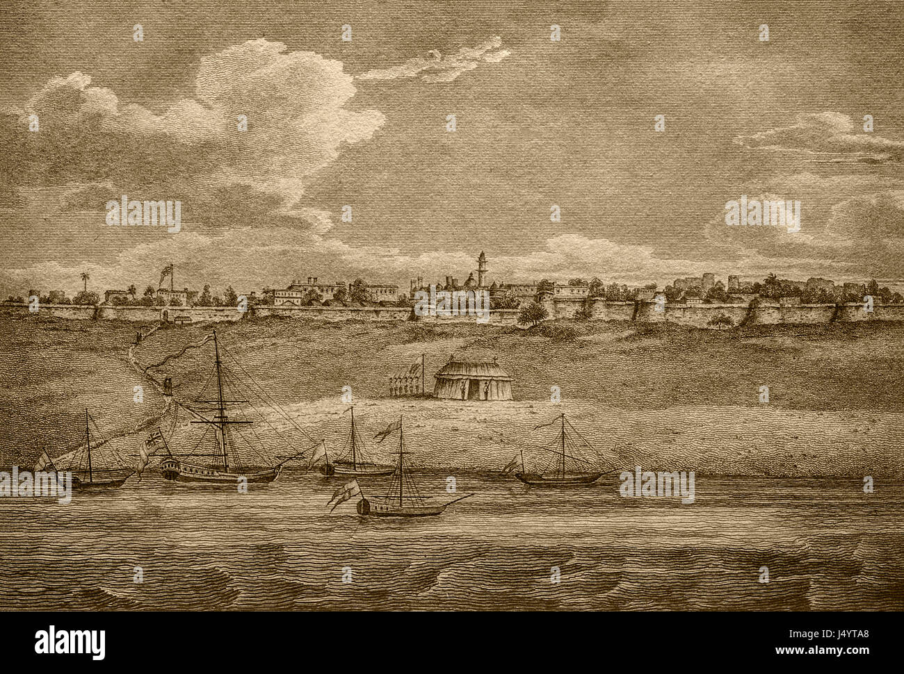 Jahrgang 1700 Lithographie von cambay, Gujarat, Indien, Asien, 1772 Stockfoto