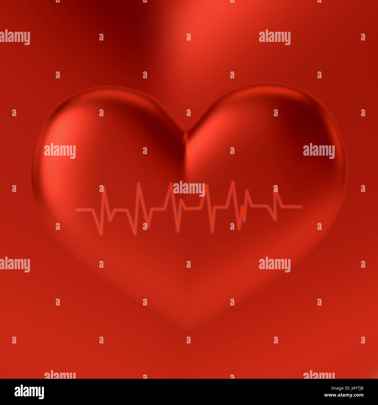 3D Herz auf Elektrokardiogramm gezeichnet. Symbol des Gesundheitswesens Stockfoto