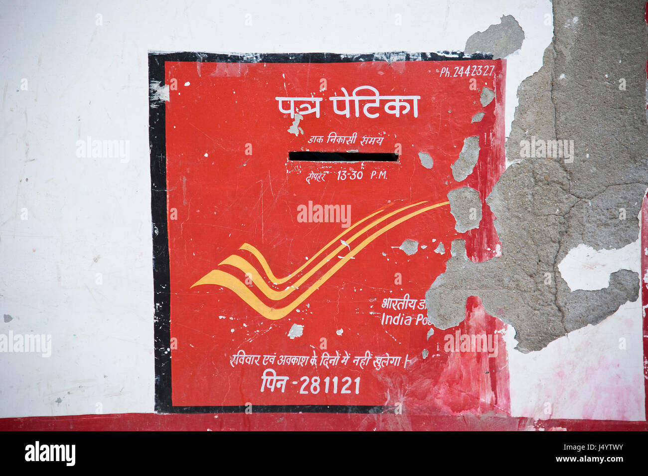 Post Office, Vrindavan, Uttar Pradesh, Indien, Asien Stockfoto