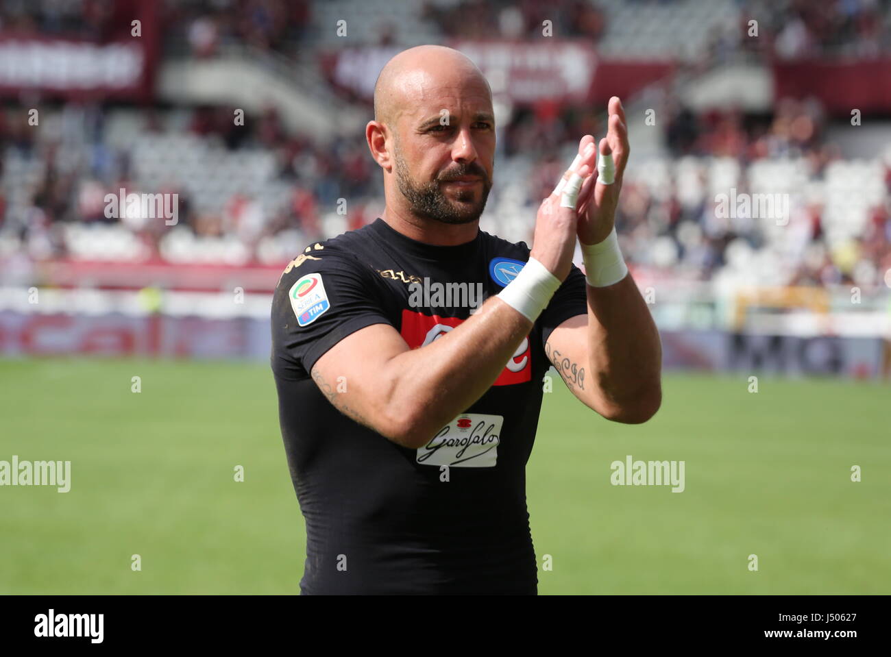 Jos Manuel Reina (SSC Napoli) nach dem Serie A-Fußball-Spiel zwischen FC Torino und SSC Napoli im Olympiastadion Grande Torino am 14. Mai 2017 in Turin, Italien. Endergebnis: Torino-SSC Napoli 0-5 Stockfoto