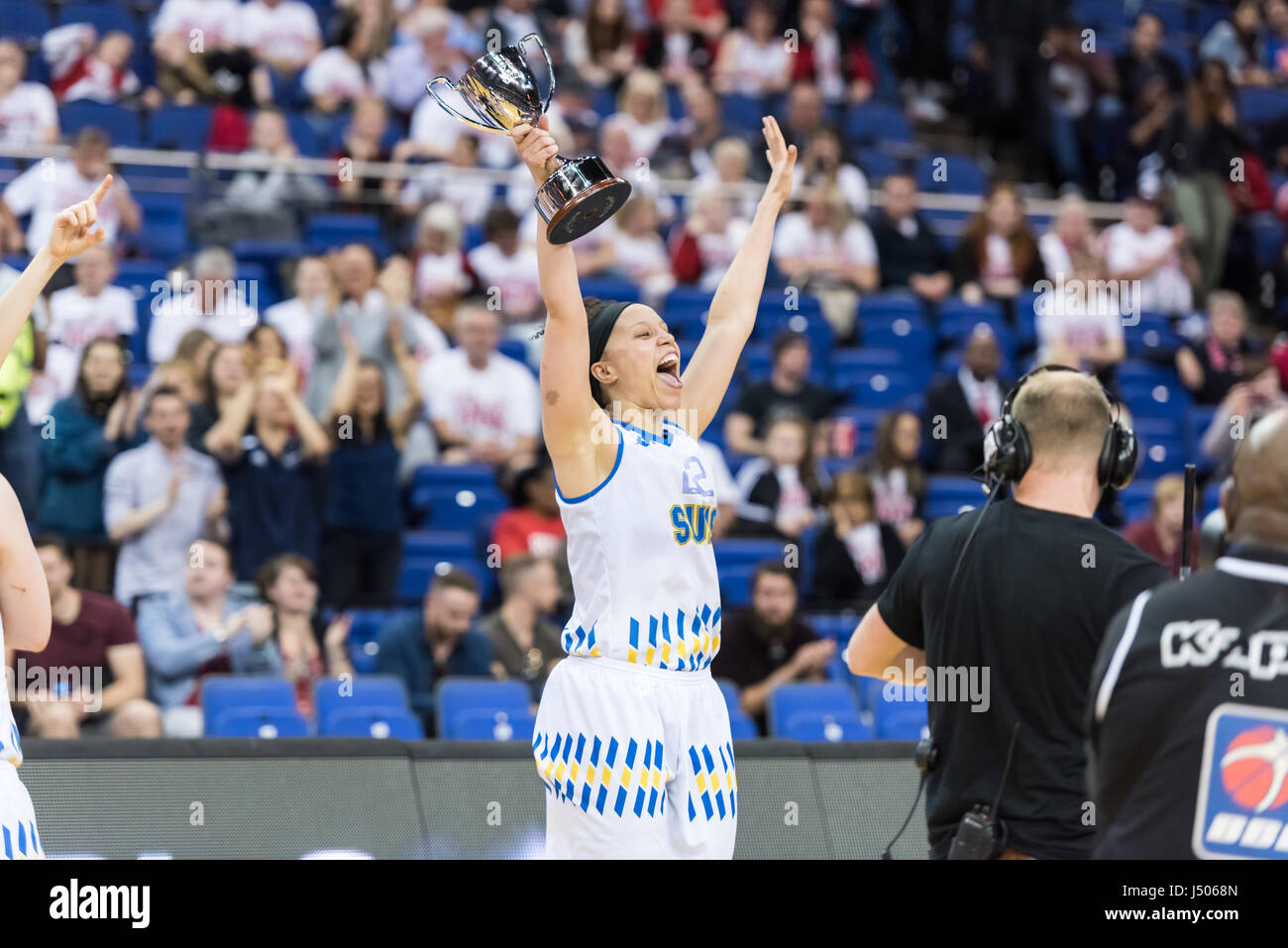 London, UK, 14. Mai 2017.  WBBL Basketball Play-off Finale, Sevenoaks Sonnen gegen Nottingham Wildcats in der O2 Arena, London.  Kredit-Pmgimaging/Alamy Live News. © Pmgimaging/Alamy Live-Nachrichten Stockfoto