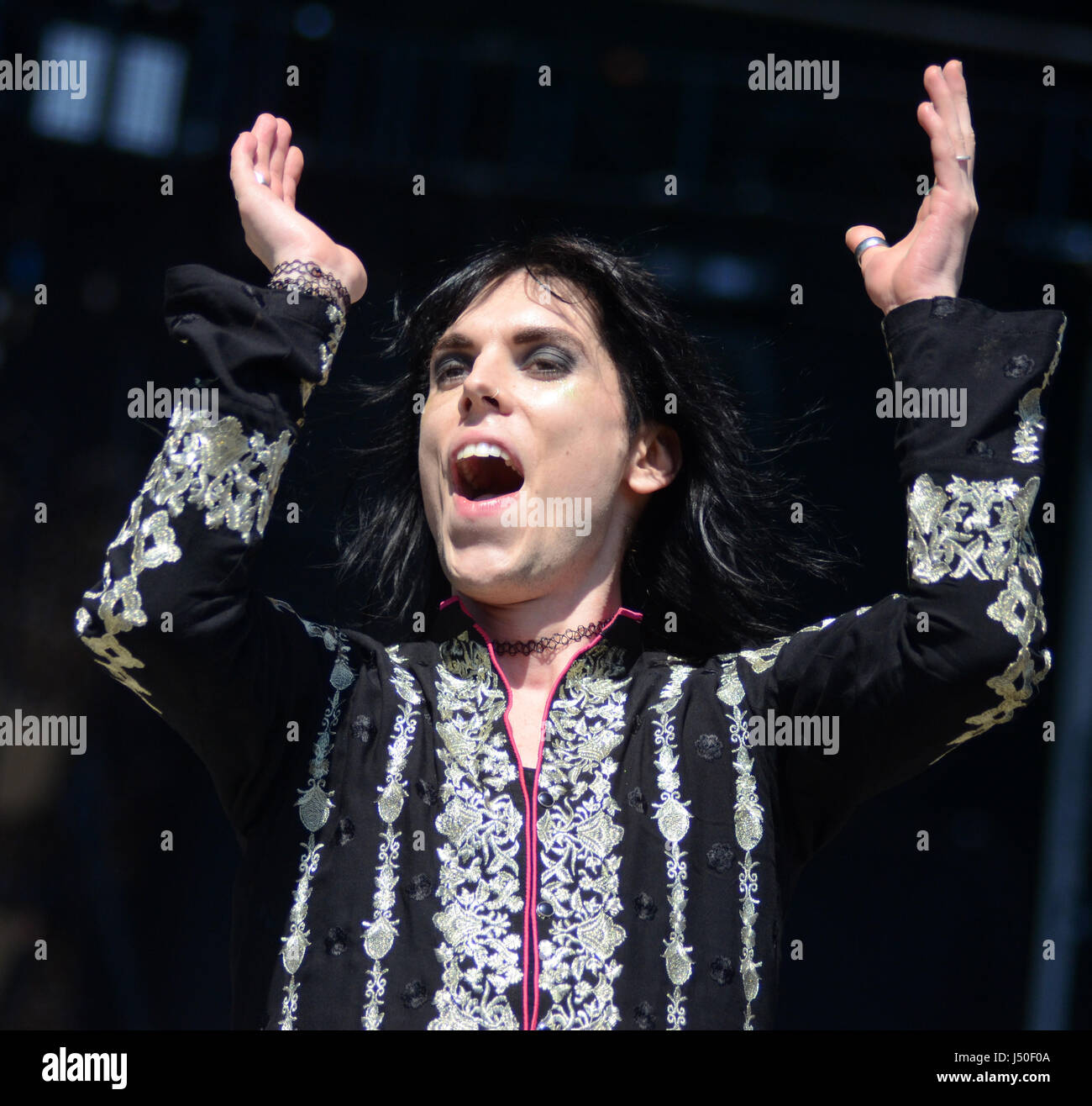 13. Mai 2017: Lead-Sänger Luke Spiller der Band, die the Federbeine beim nördlichen Invasion Festival in Somerset, Wisconsin führt. Ricky Bassman/Cal-Sport-Medien Stockfoto