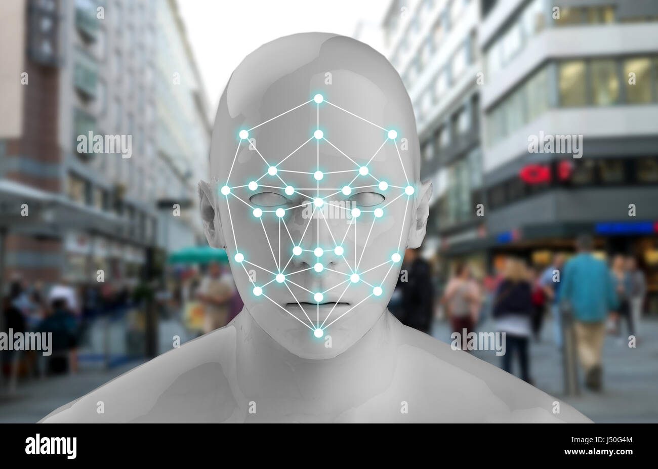 Machine learning-Systeme, genaue Gesichtserkennung biometrische Technologie  und knstliche Intelligenz Konzept. 3D Rendering des Mannes Gesicht und  Punkte-con Stockfotografie - Alamy
