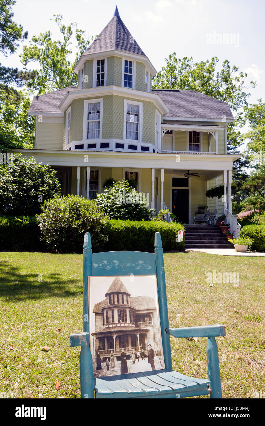 Alabama, Columbia, Purcell Killingsworth Haus, Häuser, jetzt Garden Path Bed & Breakfast, viktorianischer Stil, erbaut 1890, historisches Schwarz-Weiß-Foto, schaukelnde ch Stockfoto