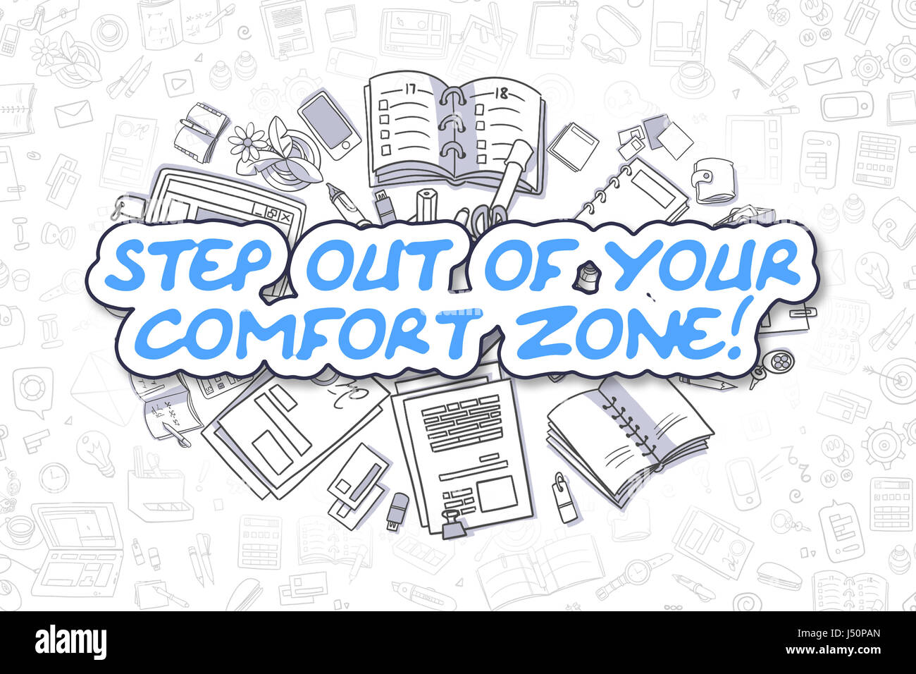 Schritt aus der Komfortzone - Business-Konzept. Stockfoto