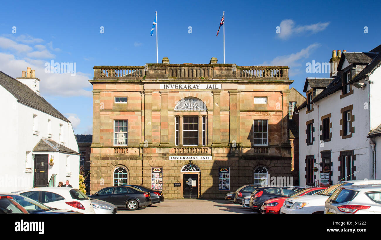 Inveraray, Schottland - 13. Mai 2016: The Inveraray Jail und Gerichtsgebäude in Argyll in Süd-West Highlands von Schottland. Stockfoto