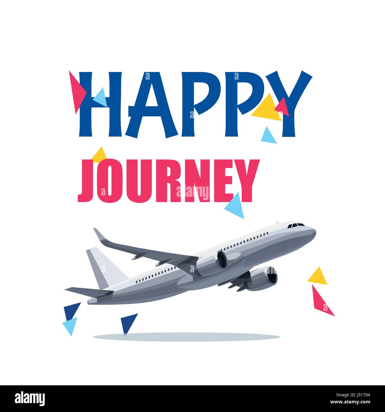 Fliegende Flugzeug mit Happy JourneyHeader. Wünsche für eine gute Trip