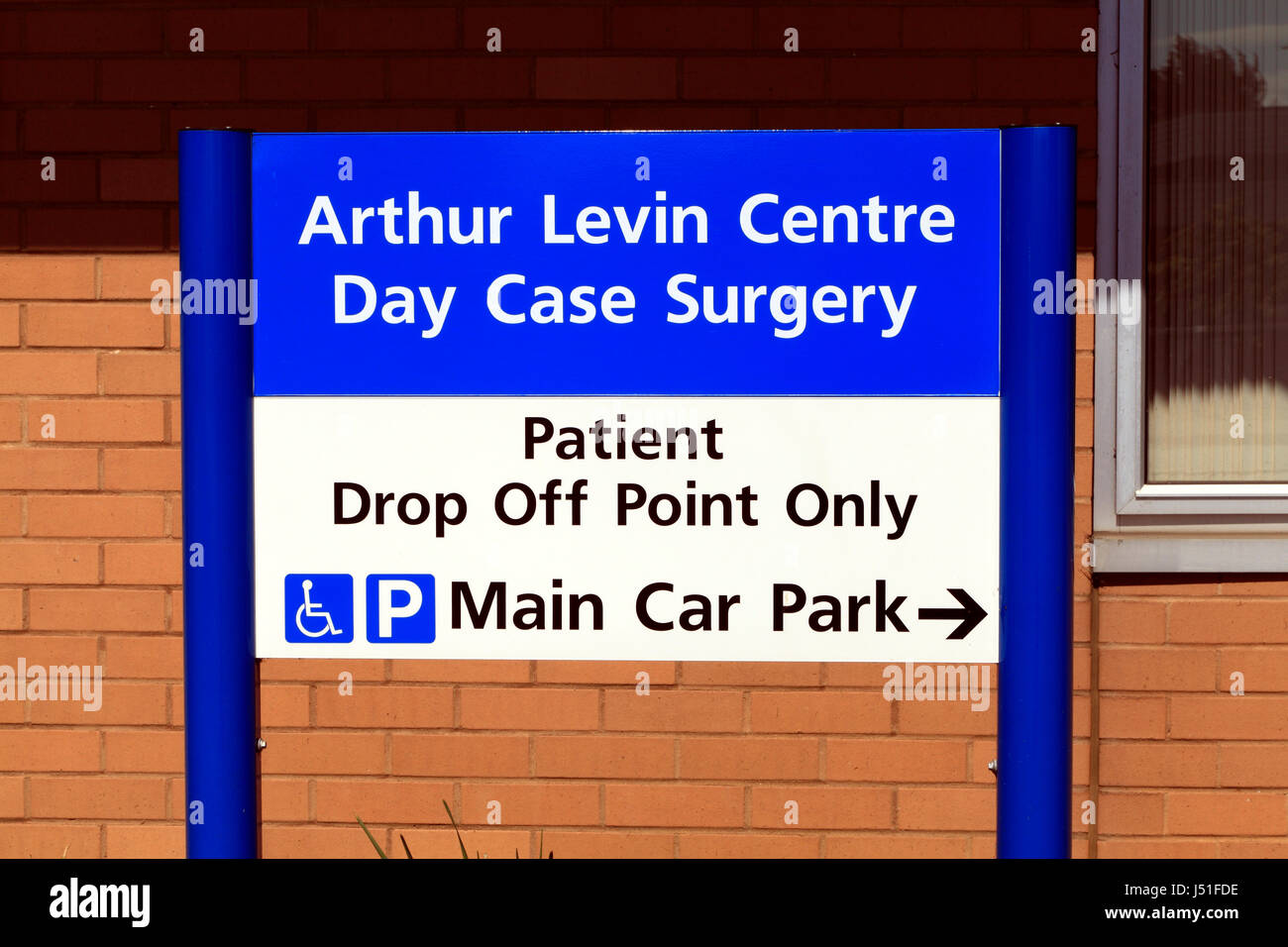 Kings Lynn, Krankenhaus der Königin-Elizabeth, Arthur Levin Tageszentrum Chirurgie, Norfolk, England UK Englisch Krankenhäuser, NHS, Zeichen Stockfoto