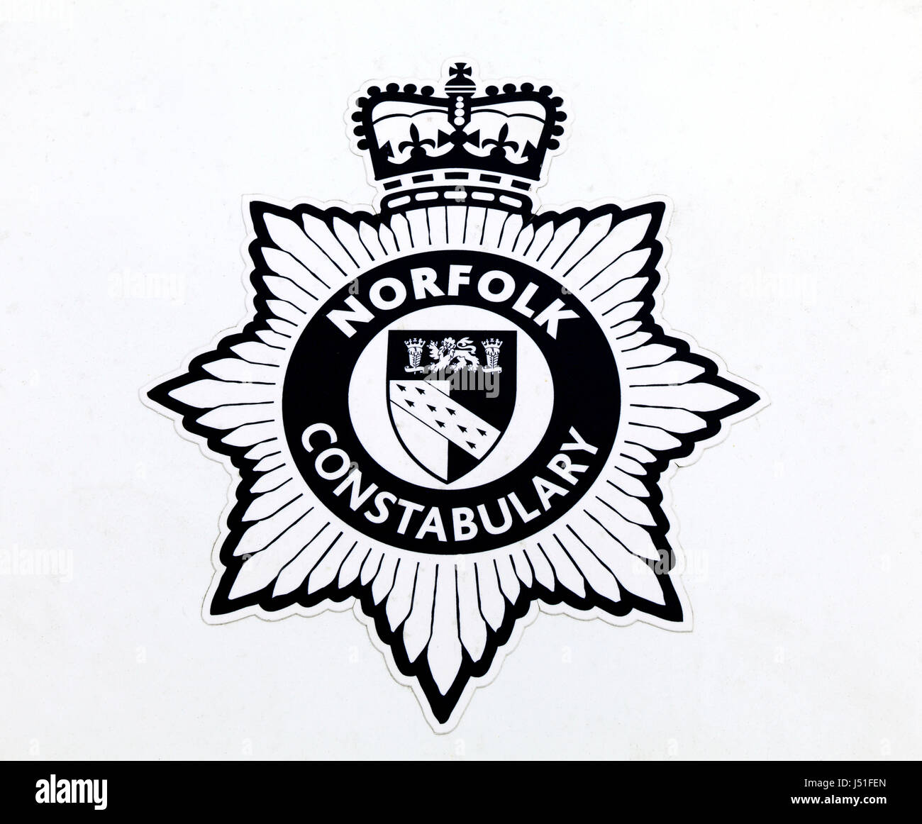 Norfolk Constabulary, Polizei Auto Insignien, Abzeichen, Logo, englische Grafschaft Polizei, England UK, Polizei Stockfoto