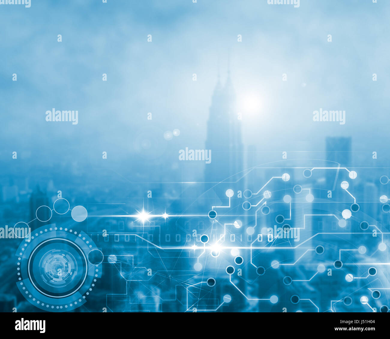City-Wolkenkratzer-moderne Technologie-Konzept Stockfoto