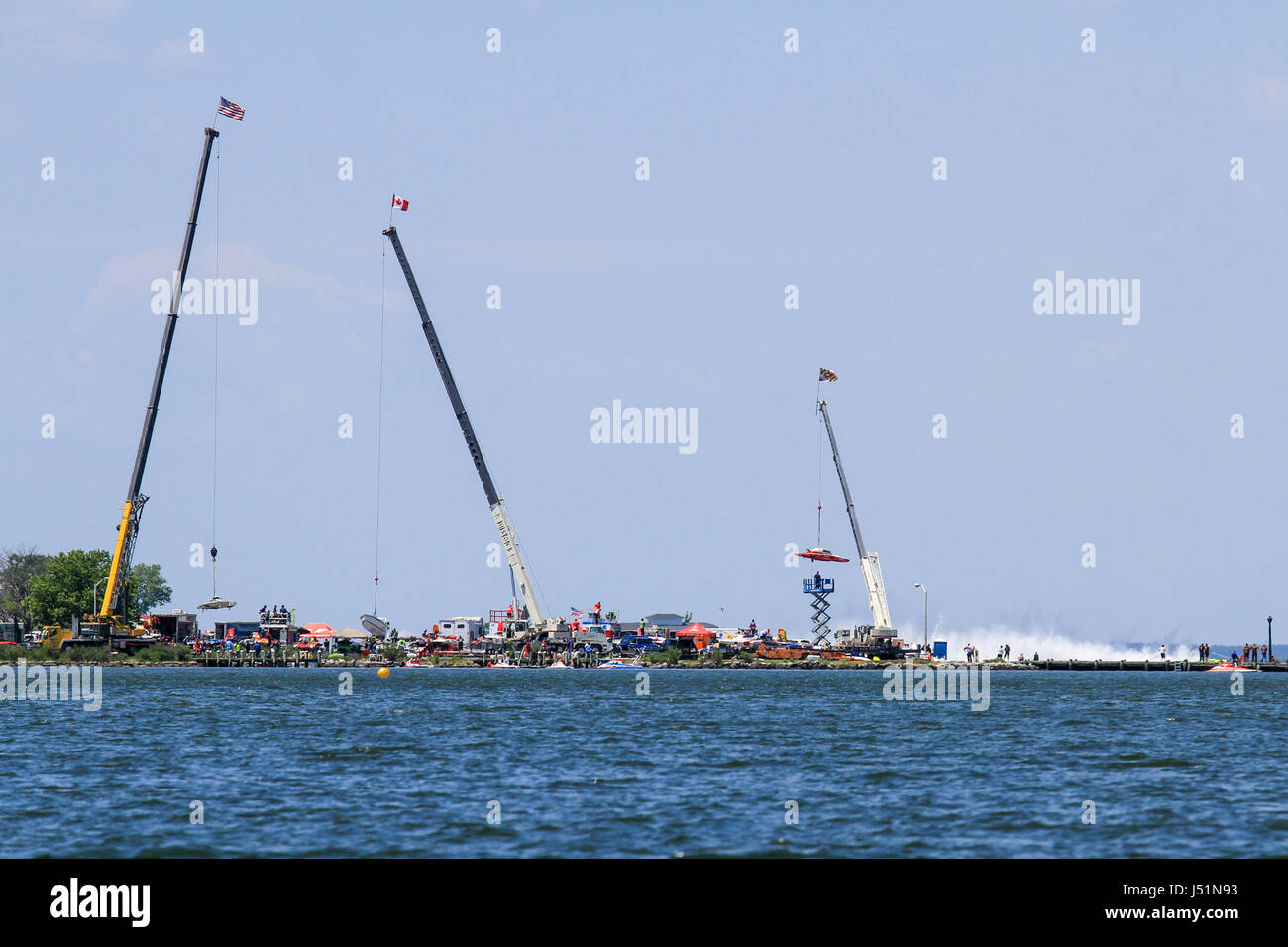 Cambridge Power Boat Regatta - The Cambridge Classic - der erste Wettkampf im Jahr 2017 die Hydroplane Racing League. Stockfoto