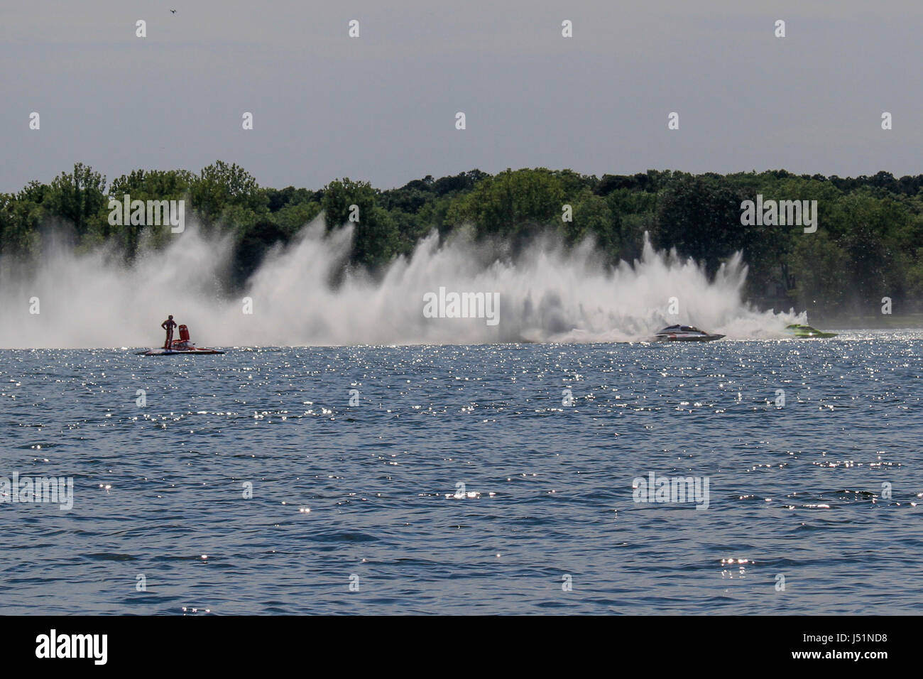 Cambridge Power Boat Regatta - The Cambridge Classic - der erste Wettkampf im Jahr 2017 die Hydroplane Racing League. Stockfoto