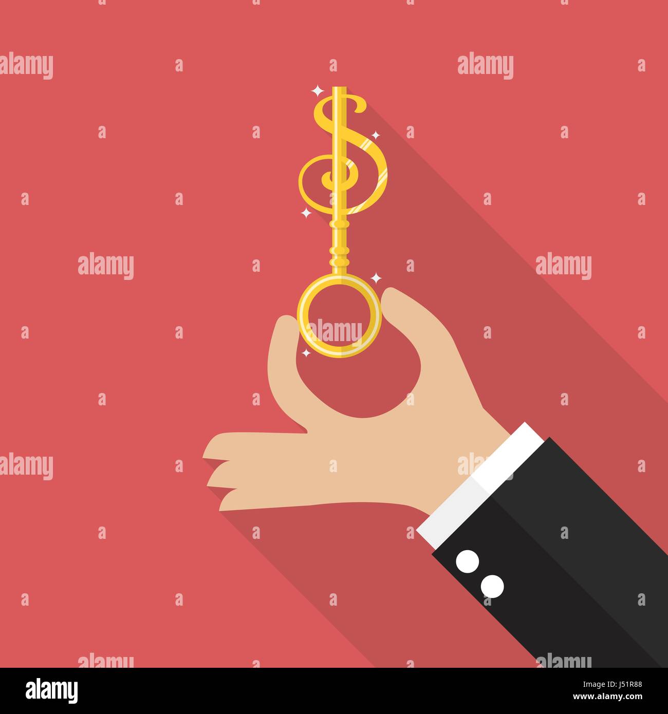 Hand halten Geld Schlüssel. Vektor-illustration Stock Vektor