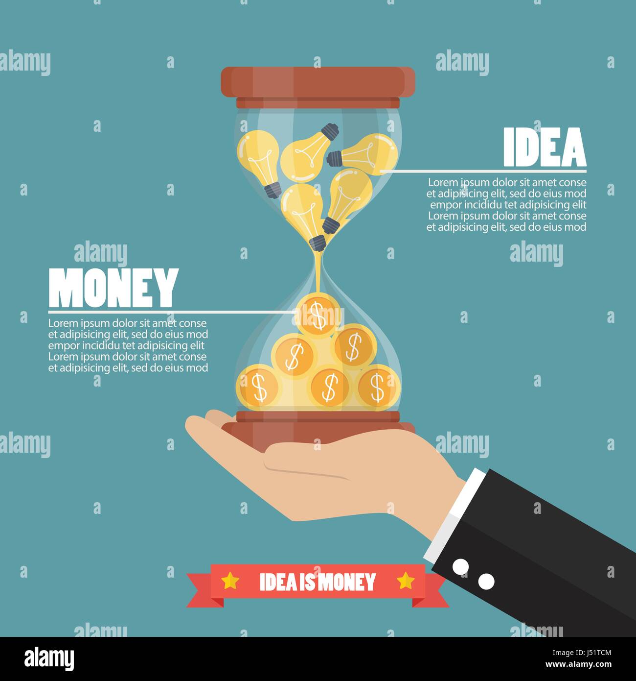 Idee ist Geld Infografik. Kreativität-Volkstheater Stock Vektor