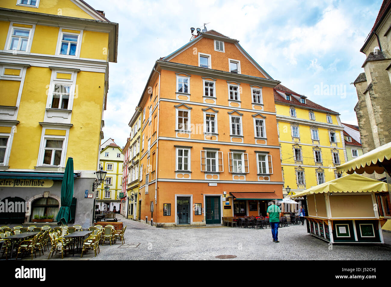 Graz, Österreich - 7. Mai 2017: Straßenansicht von Graz, Österreich Stockfoto
