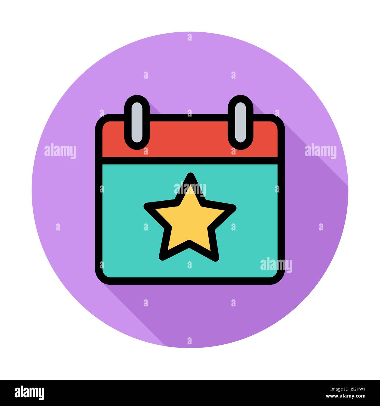 Kalender mit Stern-Symbol. Flache Vektor im Zusammenhang mit Symbol mit
