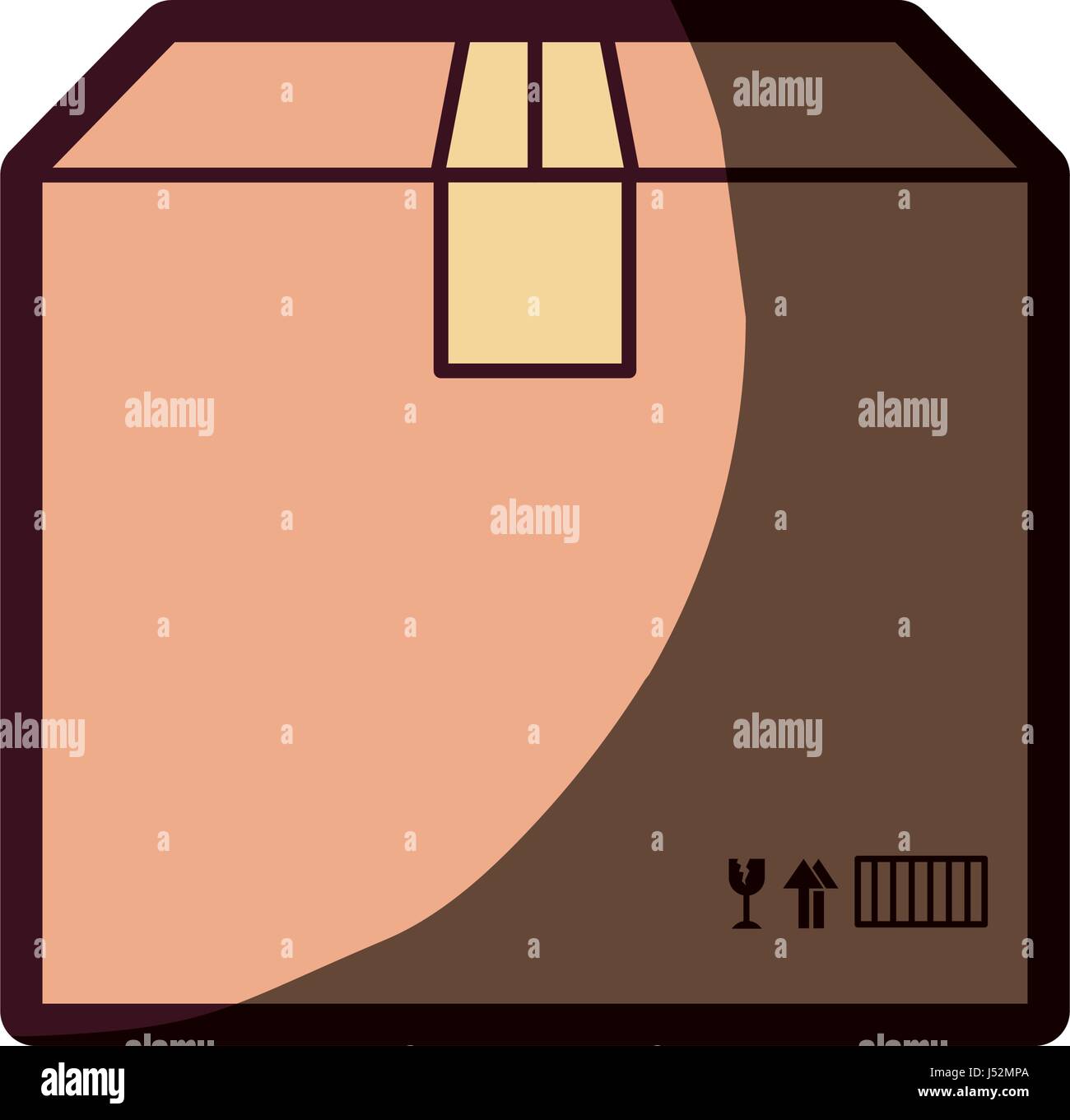 Farbe-Silhouette mit Box aus Pappe mit dicken Kontur versiegelt Stock Vektor