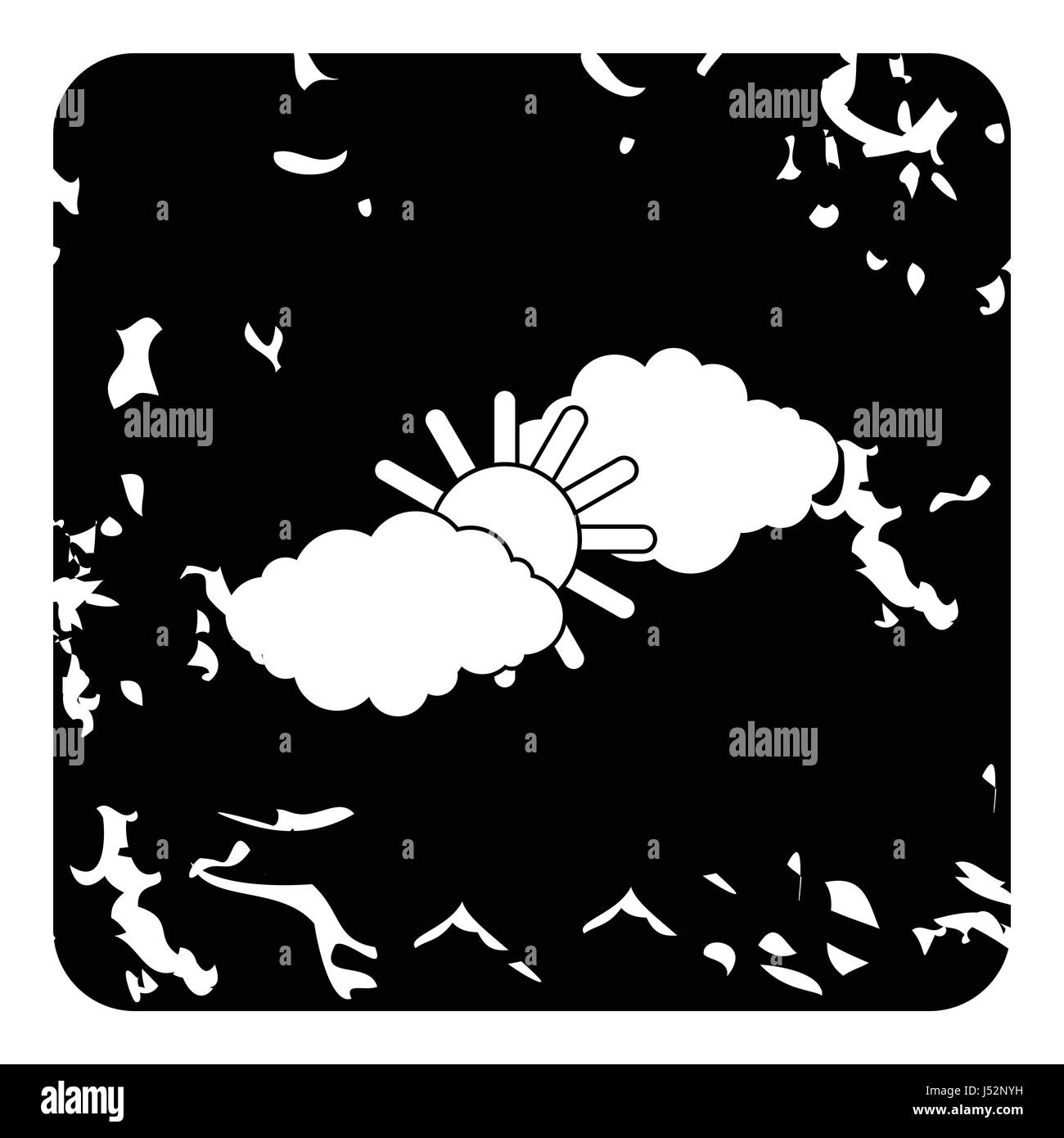 Wolke und Sonne-Symbol. Grunge-Illustration der Wolke und Sonne Vektor Icon für web Stock Vektor