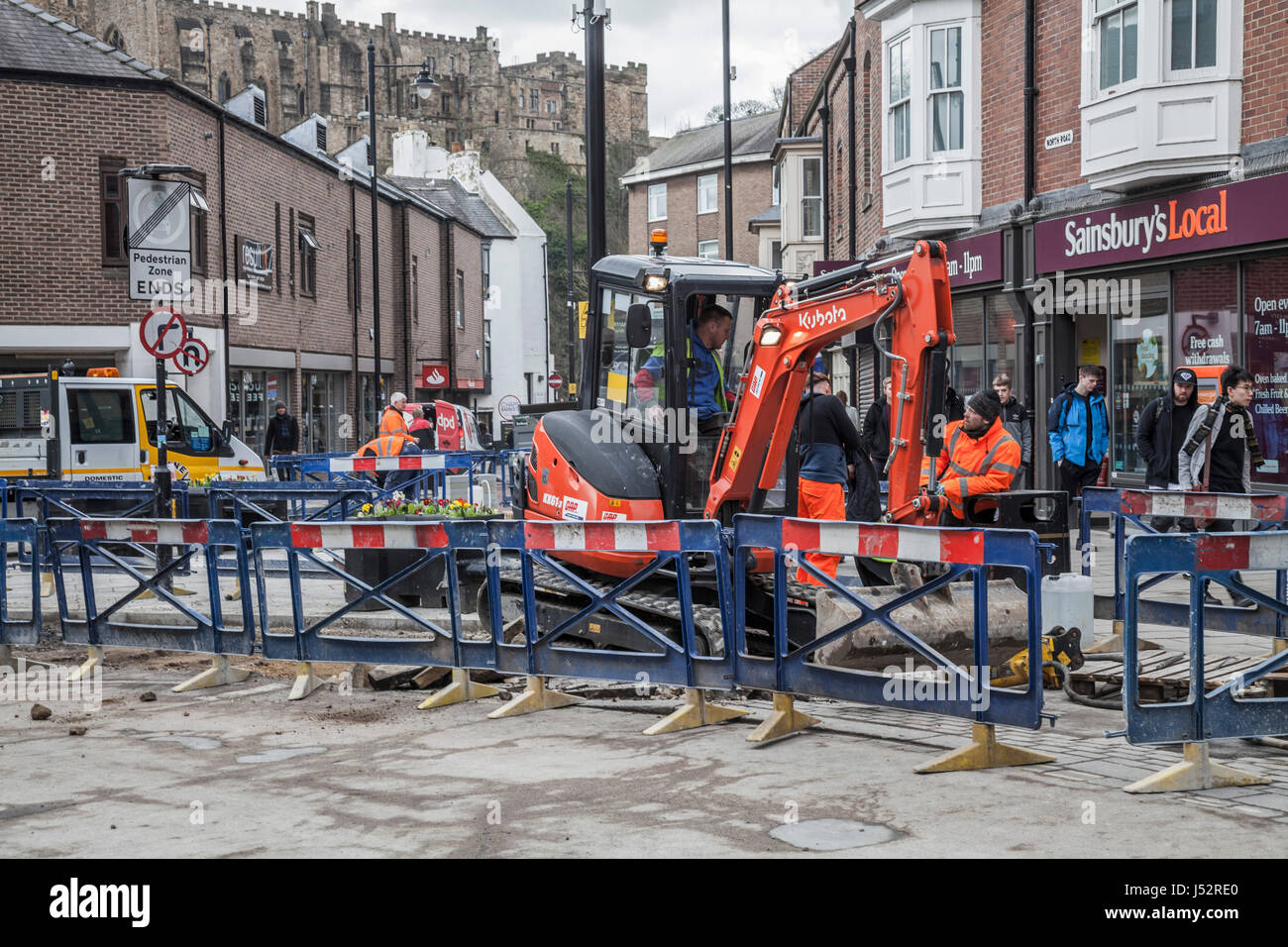 Baustellen in der Stadt Center in Durham, England, UK Stockfoto