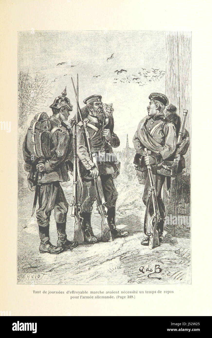 La Retraite infernale ist ein illustriertes Werk, das den Rückzug der Armee der Loire während des Deutsch-Französischen Krieges (1870–1871) darstellt, mit Gravuren von Quesnay de Beaurepaire und einer Karte. Stockfoto