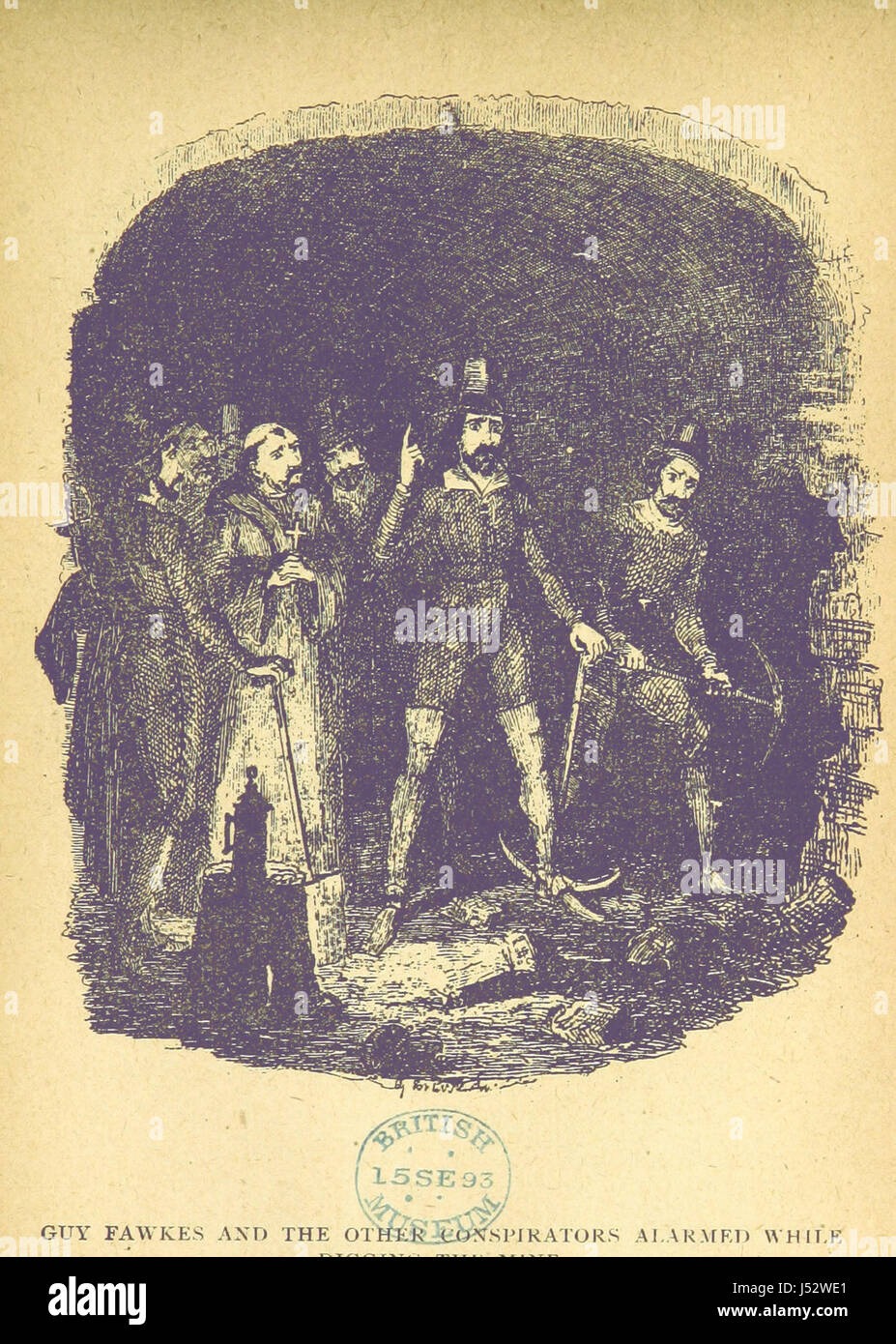 Der Titel bezieht sich auf das historische Ereignis des Gunpowder Plot, ein gescheiterter Attentat auf König Jakob I. von England im Jahr 1605, an dem Guy Fawkes beteiligt war. Die Absicht des Komplotts war, das House of Lords in die Luft zu jagen und die Regierung zu stürzen. Stockfoto