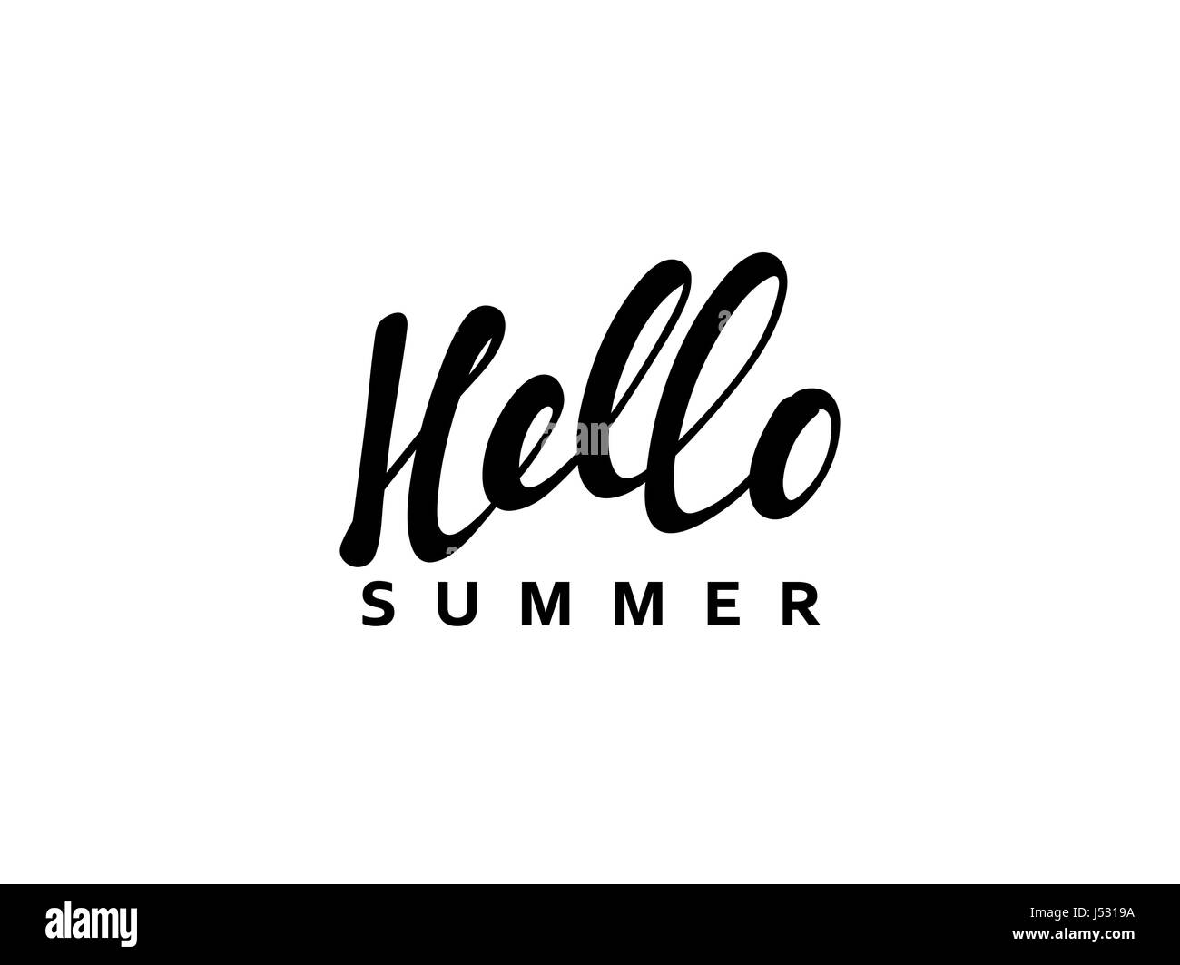 Schriftzug Hallo Sommer Kalligraphie Hand gezeichnet. Isolierte Inschrift auf weißem Hintergrund-Vektor-illustration Stock Vektor