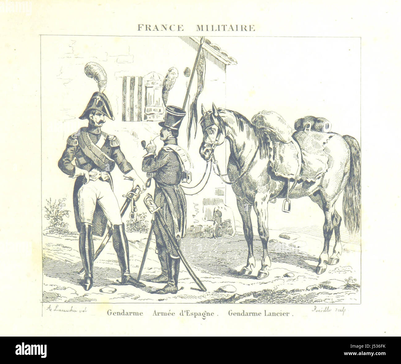 France Militaire ist ein historischer Bericht über das französische Militär von 1792 bis 1833, in dem die Armee- und Marinekampagnen während der Revolutionären und Napoleonischen Kriege beschrieben werden. Das Werk wurde von Militärschreibern anhand offizieller Berichte zusammengestellt. Stockfoto