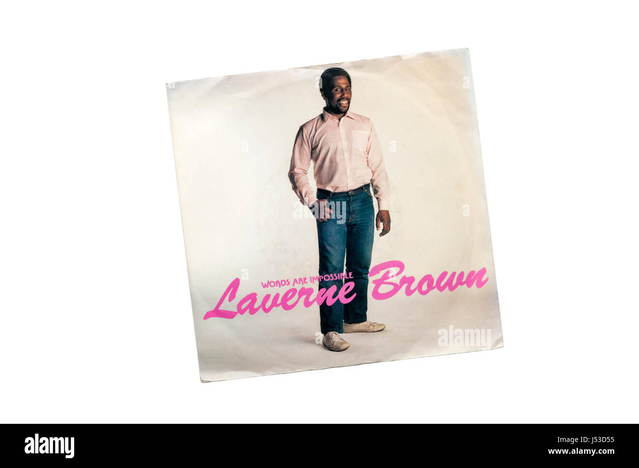 1982 7' Single, Worte sind unmöglich von Laverne Brown. Stockfoto