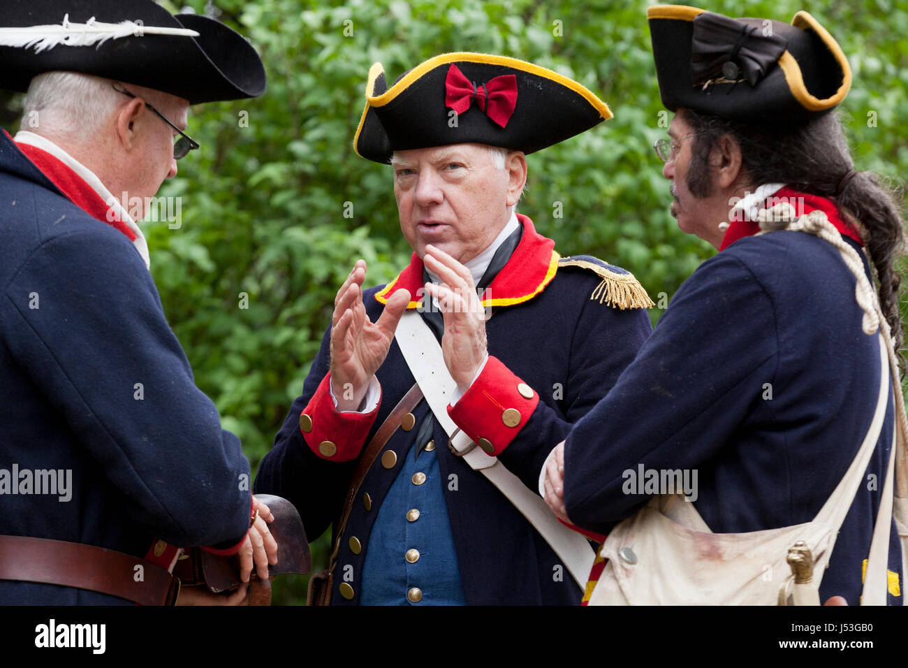 Amerikanischer revolutionärer Krieg Ära Reenactors - Virginia USA Stockfoto