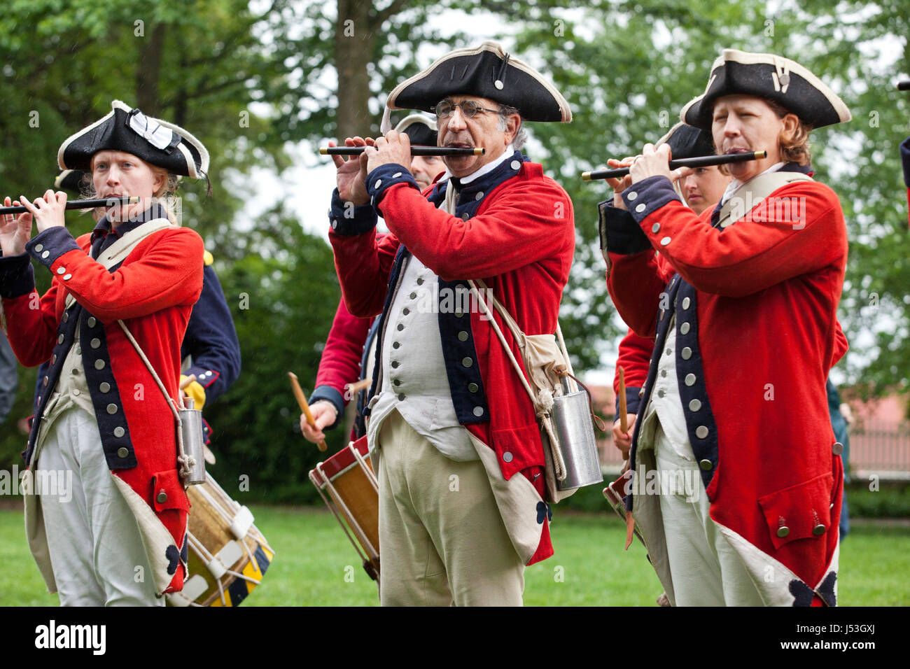 18. Jahrhundert Kontinentalarmee (US Army) Reenactment Fife Spieler-USA Stockfoto