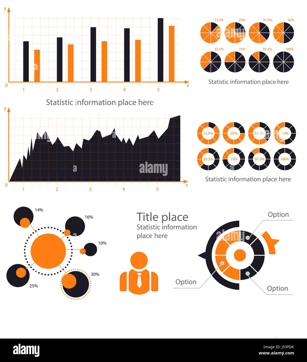 Infografik Geschäftskonzept - Vektor-Set der Infografik Elemente im flachen Design-Stil für Präsentation, Broschüre, Website. Vektor-Icons set Stock Vektor