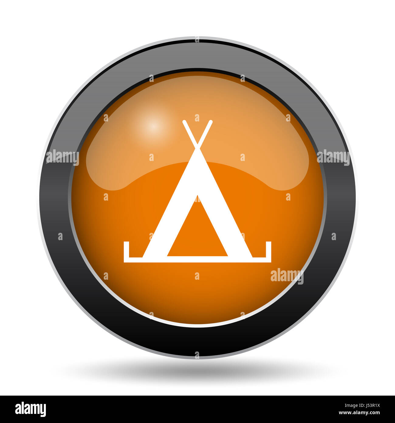 Zelt-Symbol. Zelt-Webseite-Taste auf weißem Hintergrund. Stockfoto