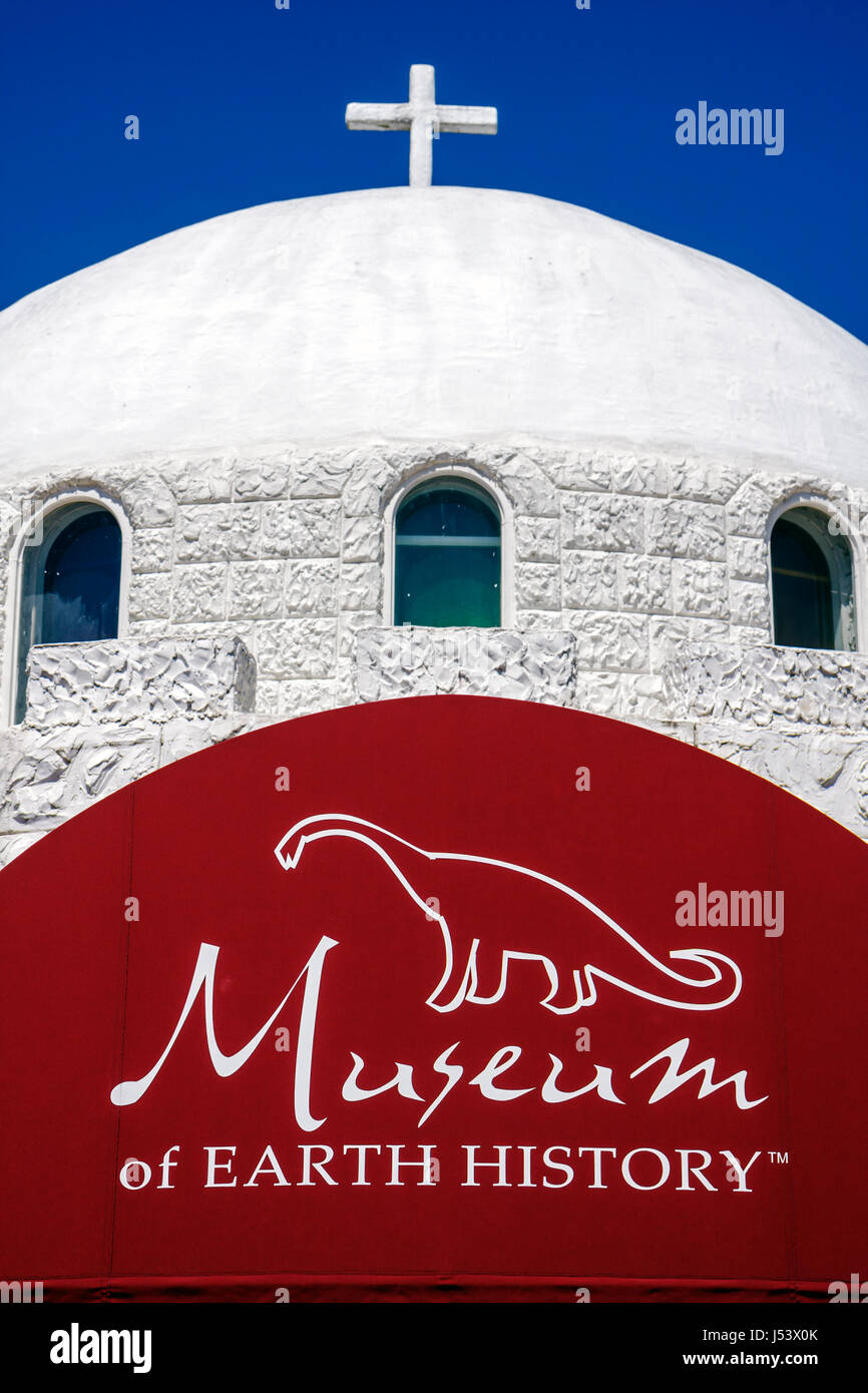 Eureka Springs Arkansas, Ozark Mountains, Museum für Erdgeschichte, Kreationismus, Christentum, Neues Testament, Kreuz, Kuppel, AR080610058 Stockfoto