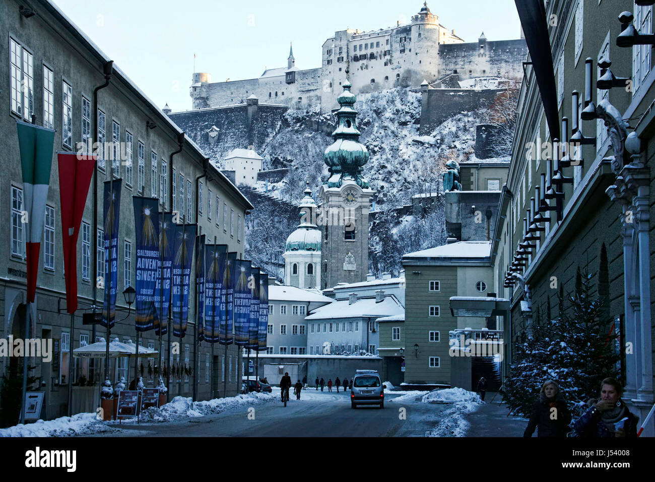 Alte Architektur von Salzburg im Winter, Österreich Europa Stockfoto