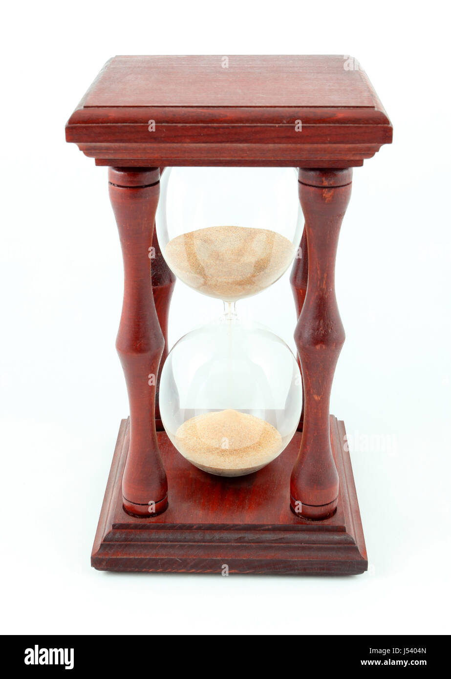 Sanduhr, Sanduhr, Sand, Sand Zeitschaltuhr auf dem weißen Hintergrund isoliert Stockfoto