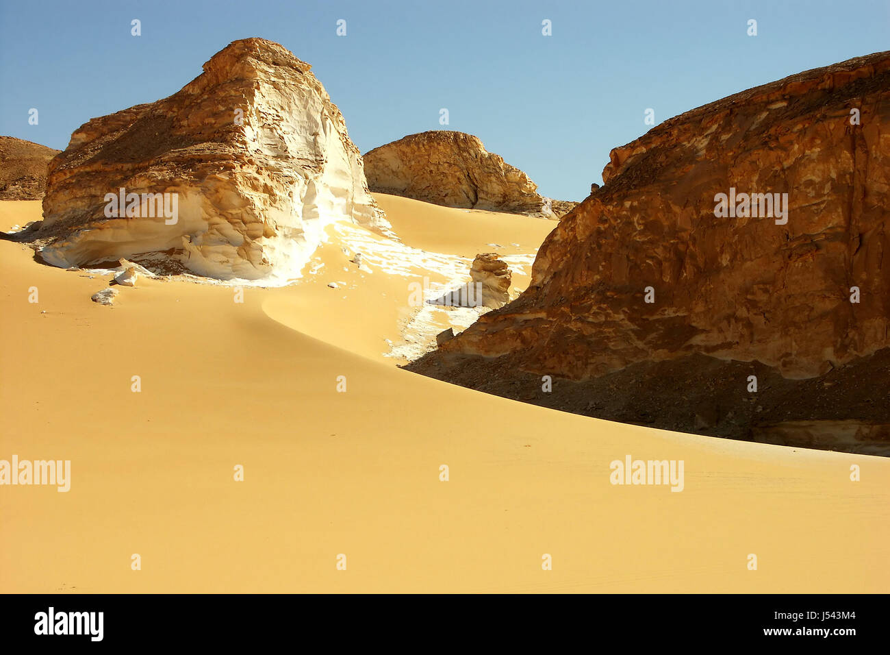 Ägypten-Biegung Düne Kreidung Felsen Kreide Sand Sand Goldfarbig Weiss Weisse wste Stockfoto