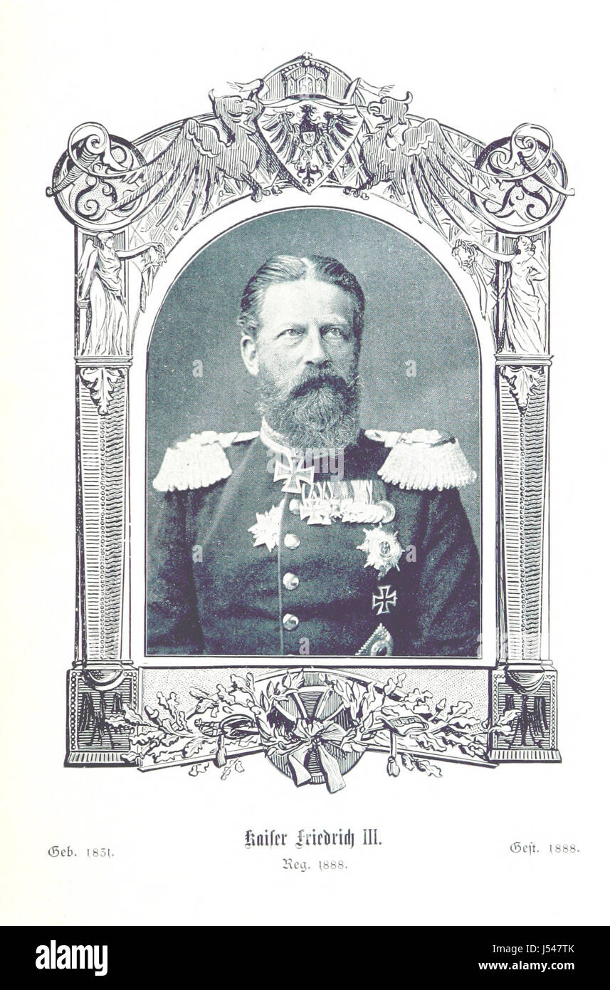 Dieser Titel bezieht sich auf das „Haus der Hohenzollern und das Deutsche Reich“ und diskutiert die Familie Hohenzollern und ihren Einfluss auf die deutsche Geschichte, insbesondere die Bildung des Deutschen Reiches. Stockfoto