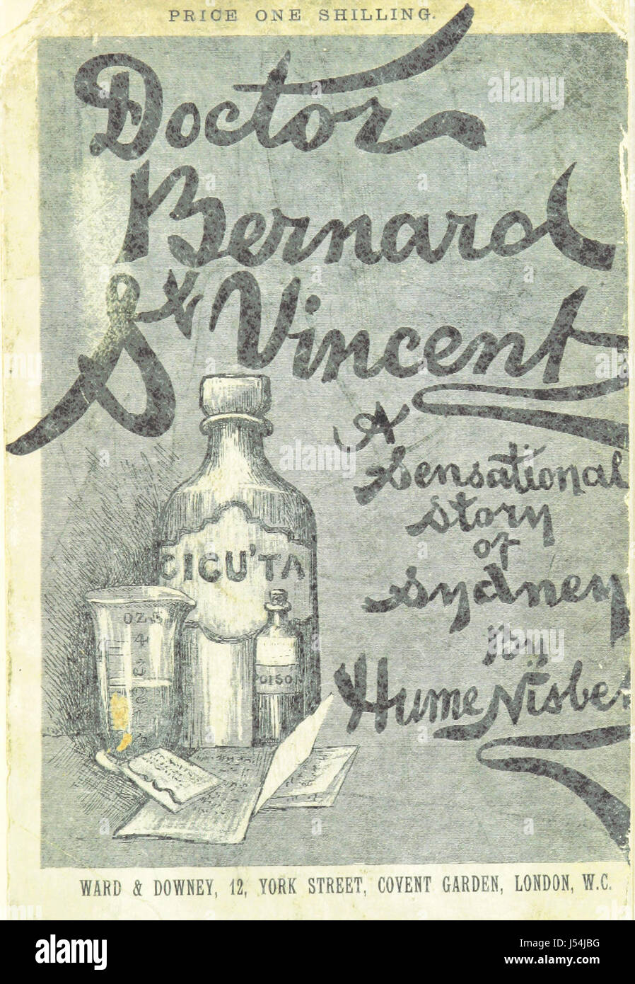 Ein romantischer Roman mit dem Titel „Doctor Bernard St. Vincent“, spielt in Sydney. Die Geschichte dreht sich wahrscheinlich um Liebe und Drama, wobei Elemente des Sensationalismus und des Lebens in Sydney aus dem 19. Jahrhundert integriert werden. Stockfoto