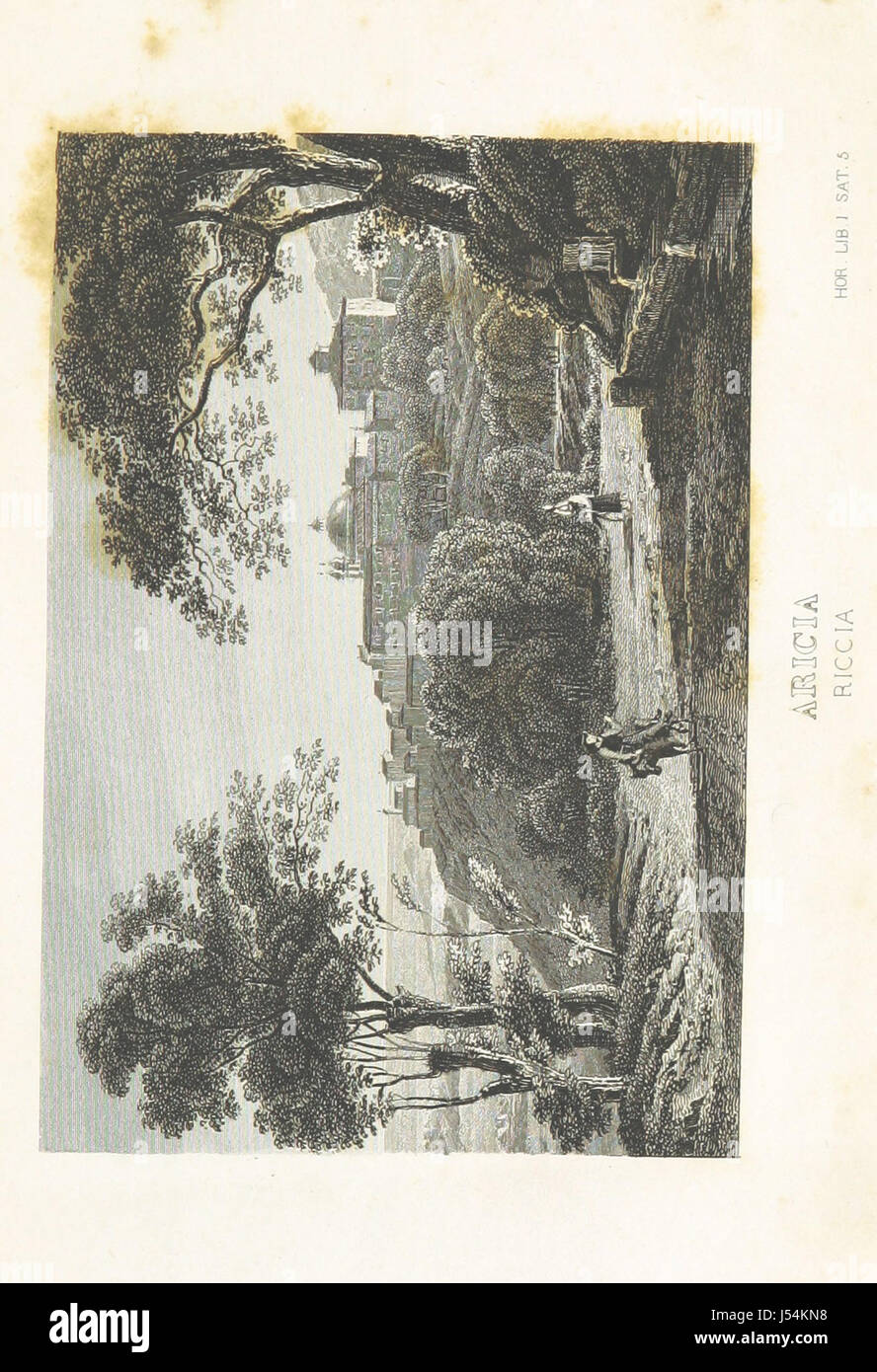 Es handelt sich um eine Serie von 30 Stichen, die Werke des römischen Dichters Horace unter der Leitung von C. Frommel und Dr. Sickler darstellen, basierend auf Catelâ Zeichnungen. Stockfoto