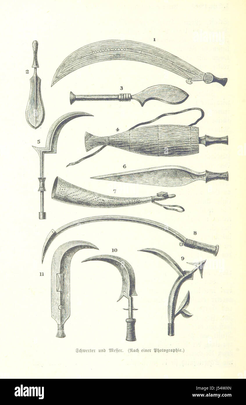 Diese Arbeit, übersetzt von H. von Wobeser aus dem Englischen, beschreibt eine Entdeckungsreise in die dunkelsten Teile Afrikas und konzentriert sich auf die Geographie, die Tierwelt und die Herausforderungen, denen sich die Entdecker in der Region im 19. Jahrhundert gegenübersahen. Stockfoto