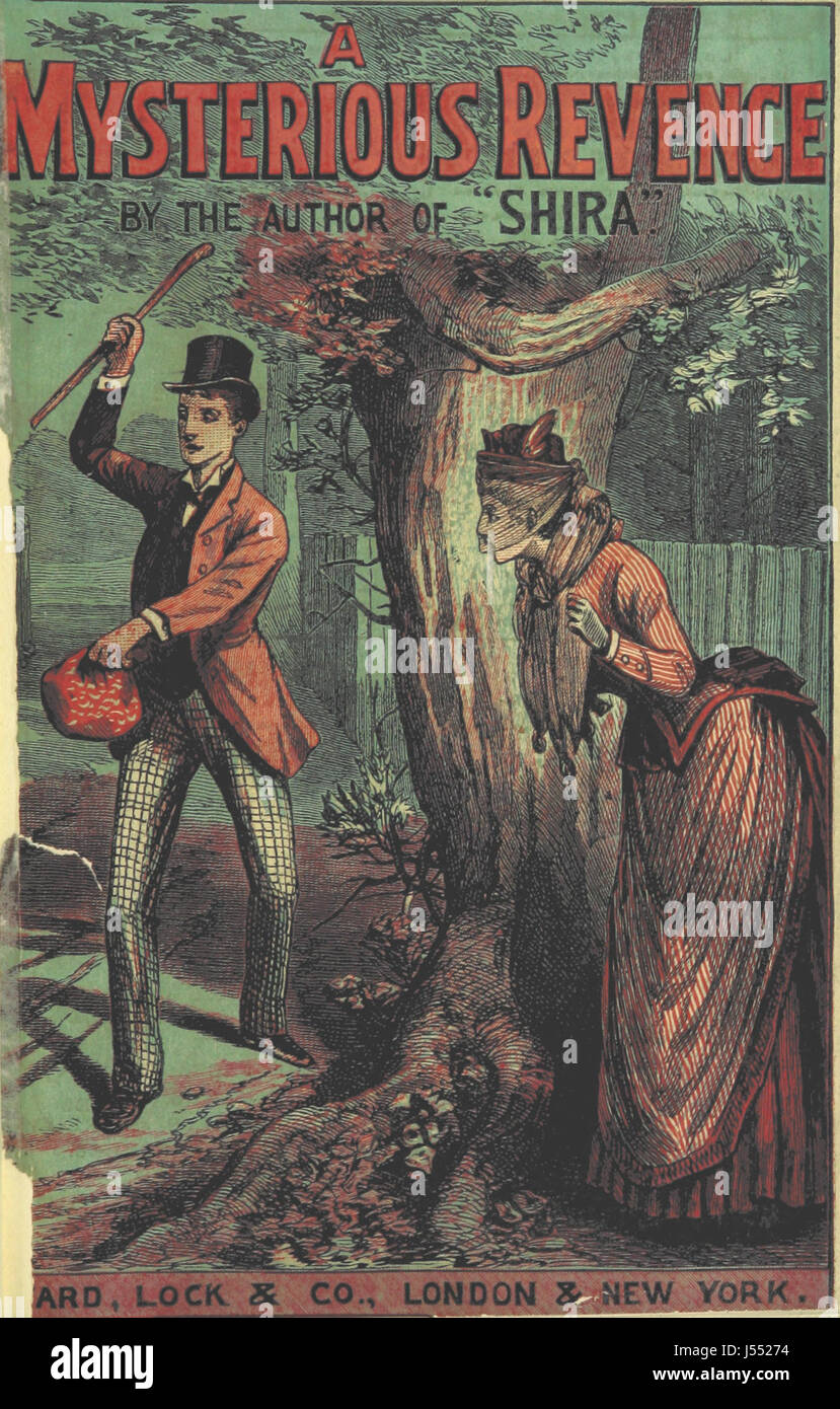 Dieses Bild stammt von Seite 7 von „A mysterious Rache“, einer dramatischen Erzählung des Autors von Shira. Das Buch beschäftigt sich mit Themen wie Rache und Intrige in einem fiktionalen Kontext. Stockfoto