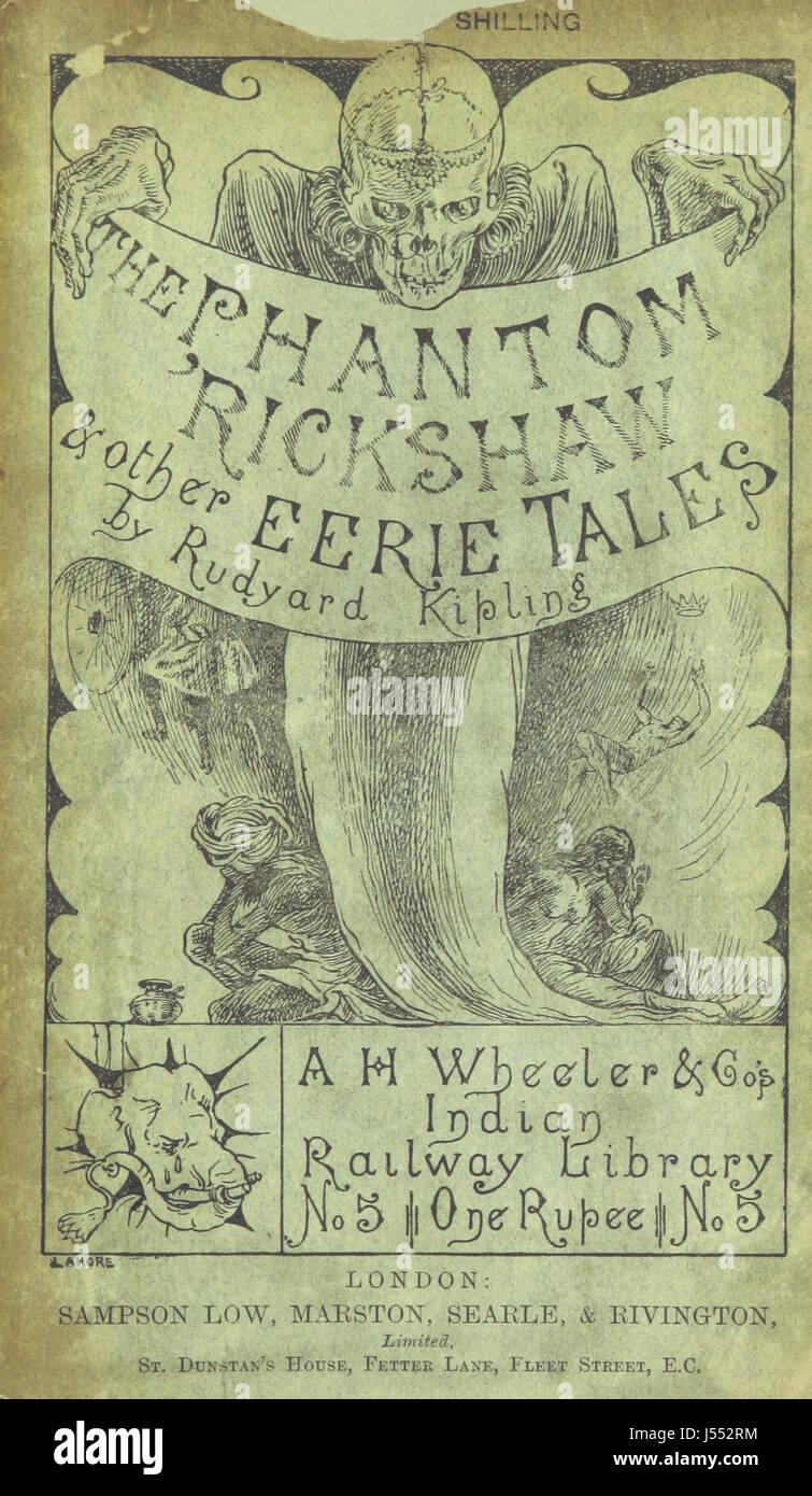 Das Phantom „Rikscha and Other Tales“ ist eine Sammlung von Geschichten von Rudyard Kipling. Diese Geschichten, die oft in Britisch-Indien gespielt werden, erforschen Themen des Kolonialismus, des Geheimnisses und der menschlichen Natur durch Erzählungen. Stockfoto