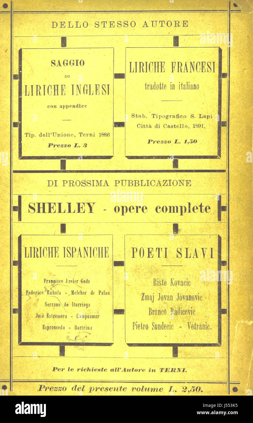 Bild von Seite 72 von "Percy Bysshe Shelley. Beachten Sie Biografiche, Con Una Scelta di Liriche Tradotte in Italiano [von D. Mancini] " Stockfoto