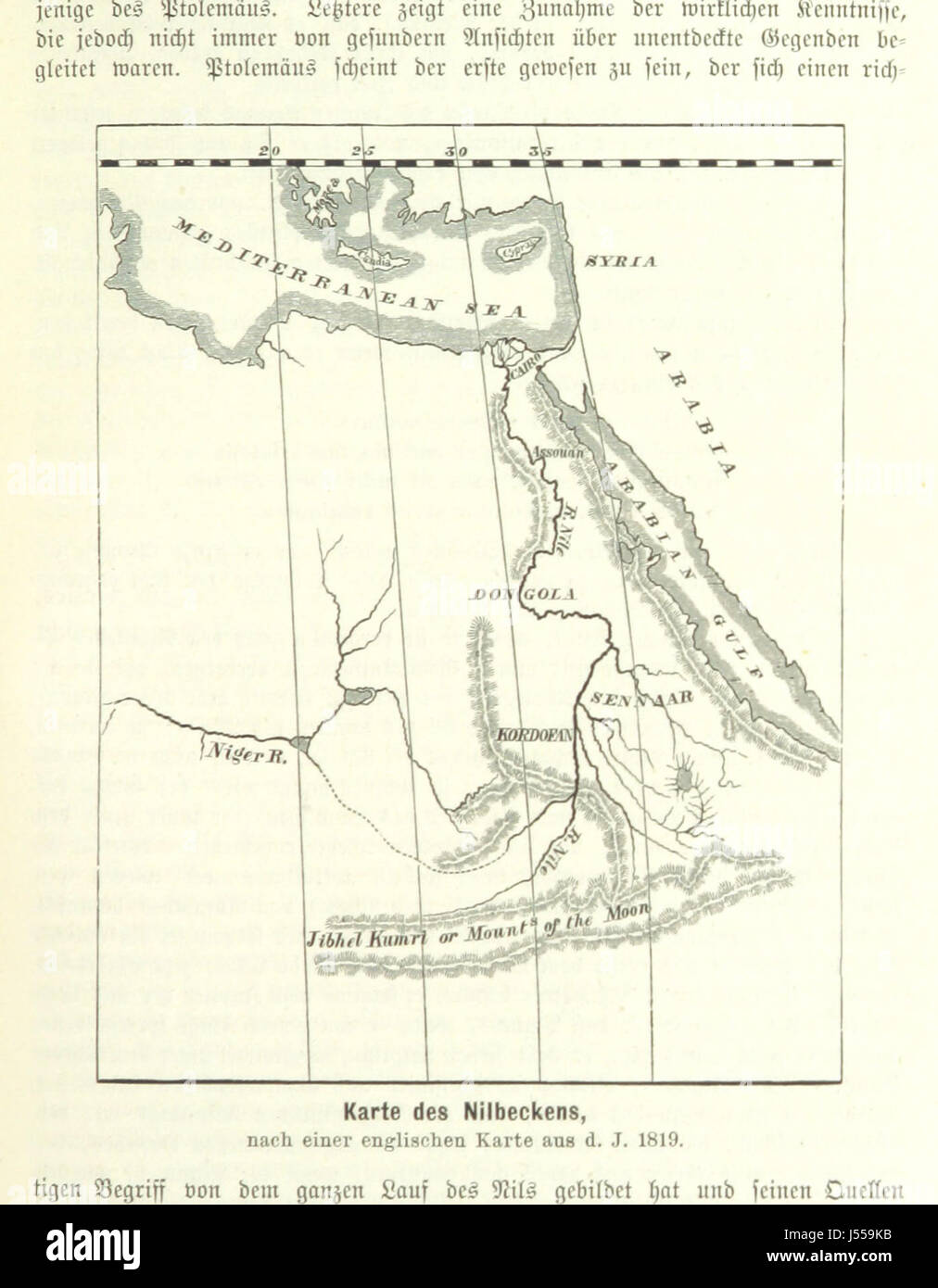 Dieses Bild stammt von Seite 879 der deutschen Übersetzung von „im dunkelsten Afrika“ von Henry Morton Stanley, einer bekannten Erzählung über seine Reisen in Afrika. Das Buch beschreibt seine Reise ins Herz Afrikas und seine Begegnungen mit afrikanischen Stämmen. Stockfoto