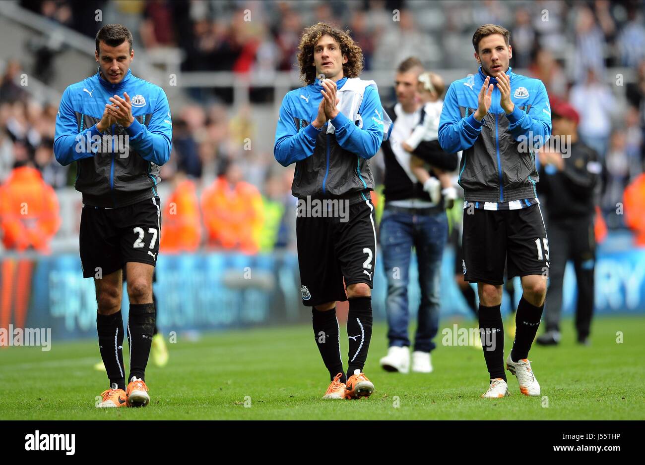TAYLOR COLOCCINI GOSLING NEWCASTLE UNITED FC V NEWCASTLE UNITED FC V CARDIFF ST JAMES PARK NEWCASTLE ENGLAND 3. Mai 2014 Stockfoto