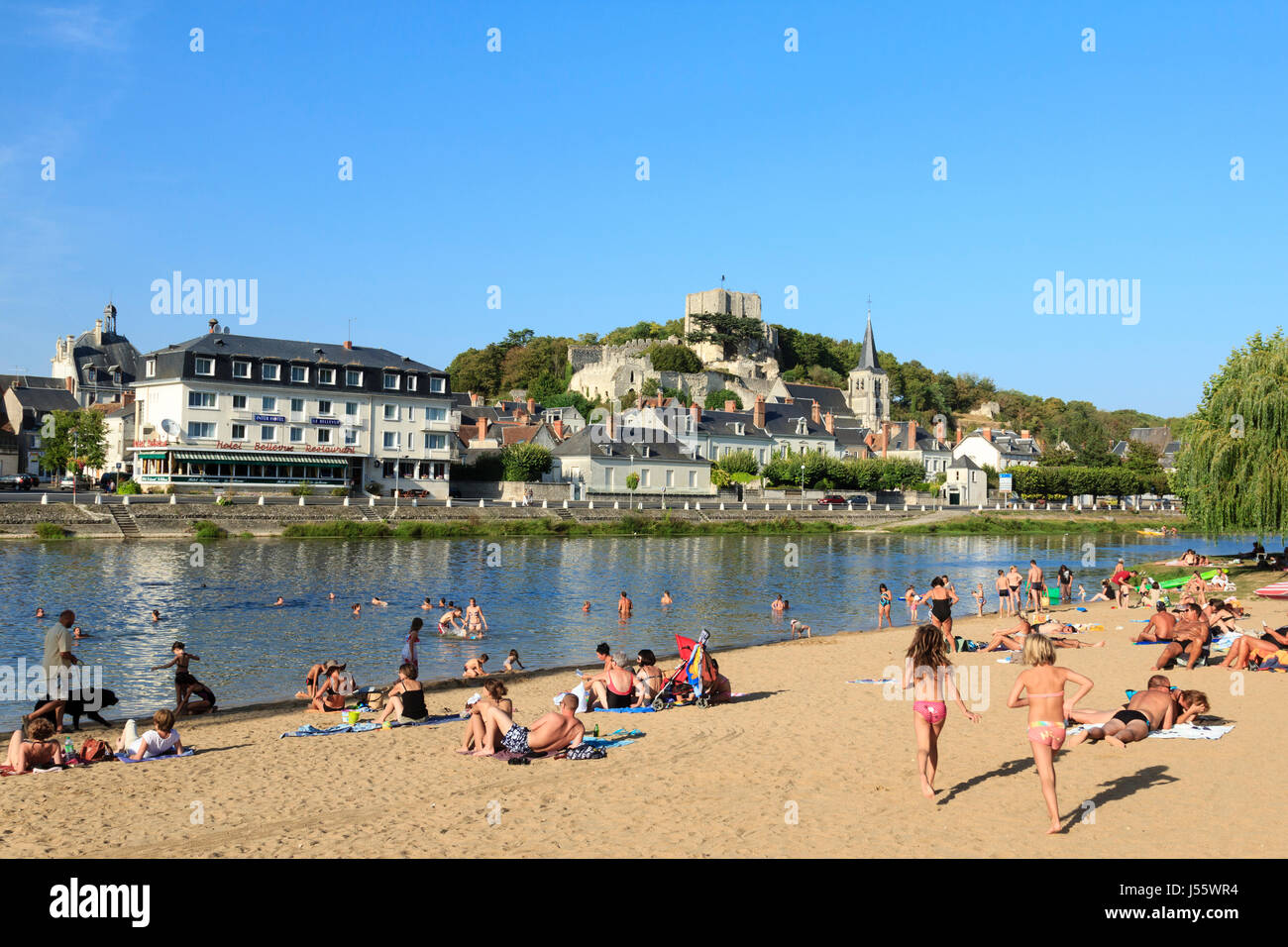 Frankreich, Loir et Cher, Montrichard, Strand und Ufer des Flusses Cher Stockfoto