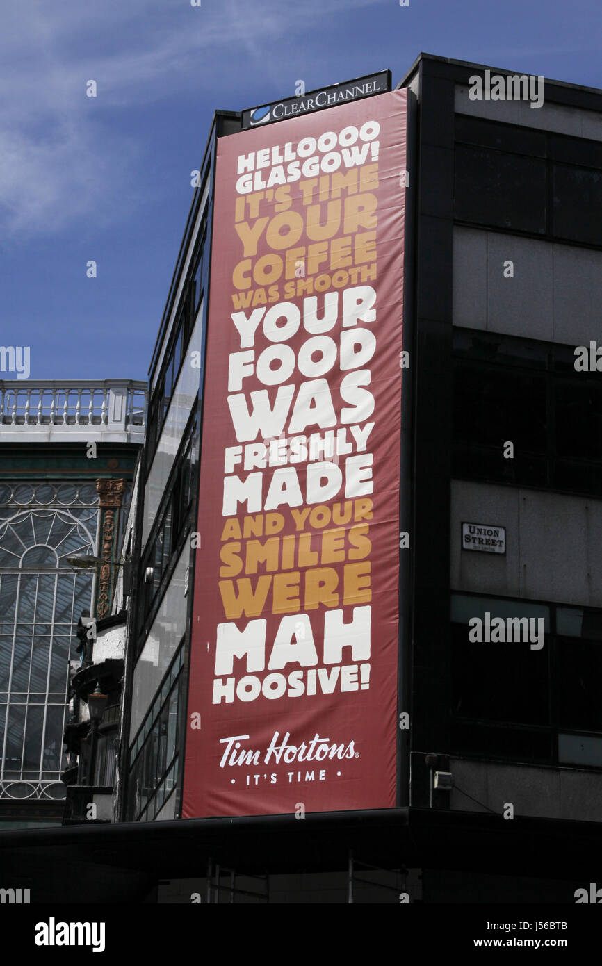 Argyle Street Glasgow 17. Mai 2017. Großbritanniens erste Tim Hortons Outlet nähert sich Fertigstellung im Glasgower Argyle Street vor einem Besuch von Tim Hortons Food Truck später in der Woche. Alan Oliver/Alamy Live-Nachrichten Stockfoto