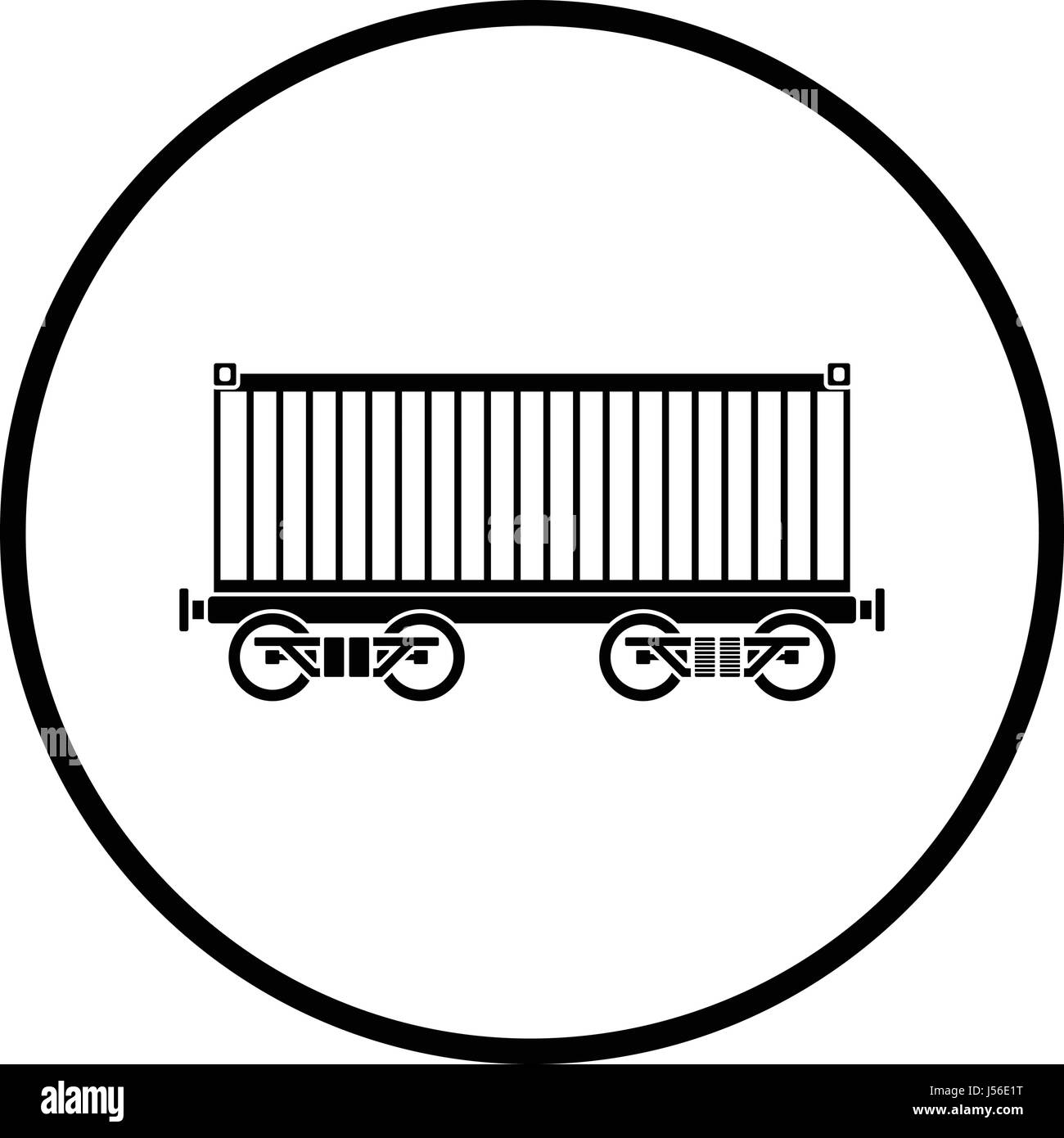 Eisenbahn Cargo Container Symbol. Dünnen Kreis Design. Vektor-Illustration. Stock Vektor