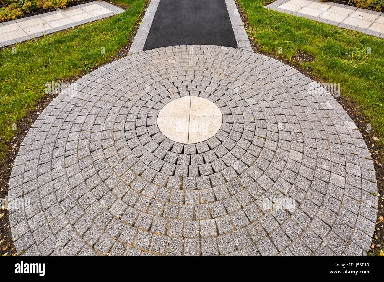 Kreis Pflaster Betonboden Außendekoration Stockfotografie Alamy