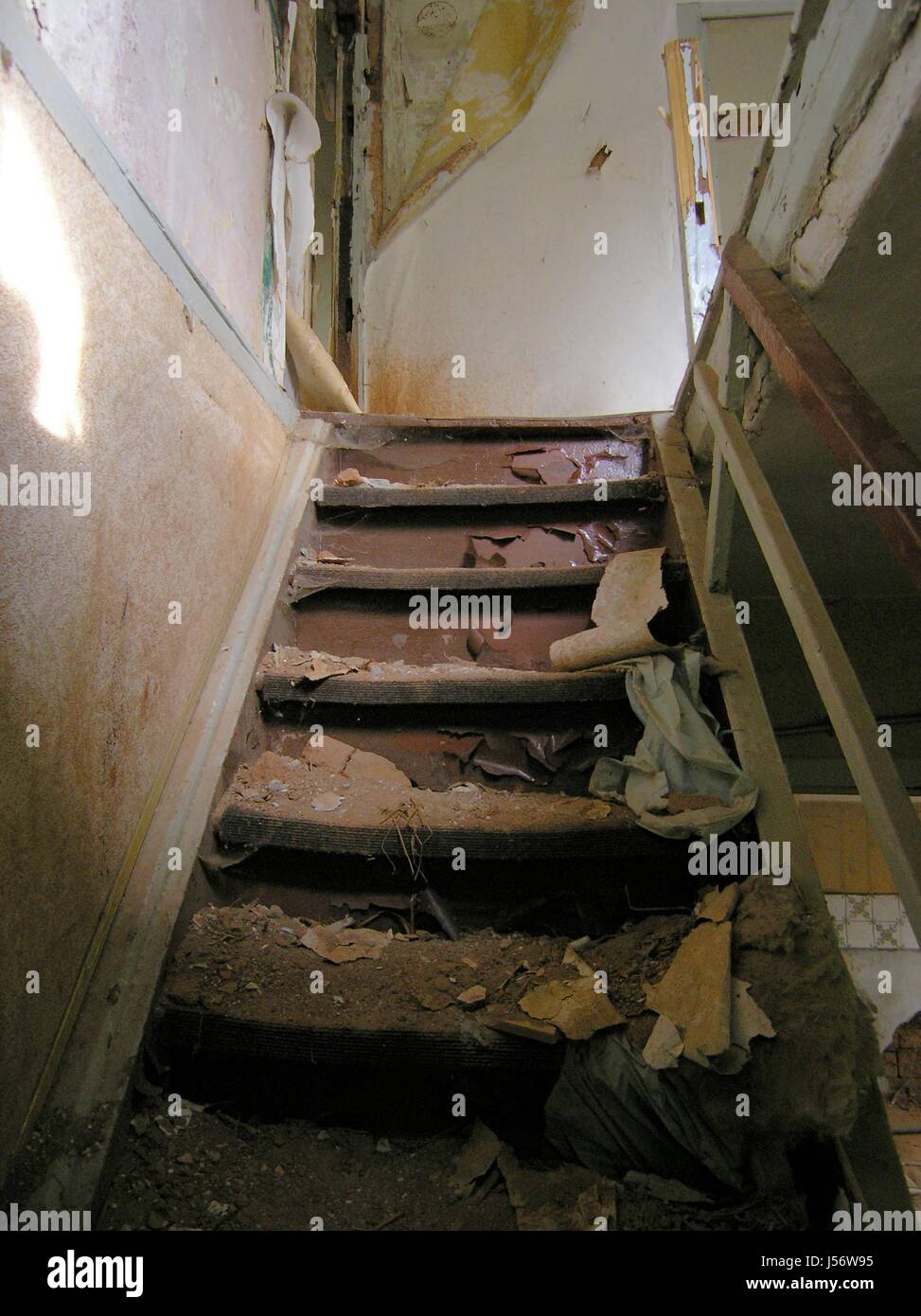 Treppen Haus Gebäude Gefahr maroden Schmutz Sachsen Treppe Abriss Verschrottung Stockfoto